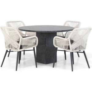 Lifestyle Garden Furniture Advance/Graniet 120 cm rond dining tuinset 5-delig