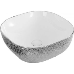 Best Design Royal Zilver waskom 42,5x42,5cm wit/zilver