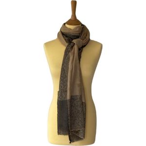 Kasjmier sjaal bruin - sjaal met licht zichtbaar Paisley patronen - 100% kasjmier