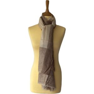 Kasjmier sjaal beige - sjaal met licht zichtbaar Paisley patronen – 100% kasjmier