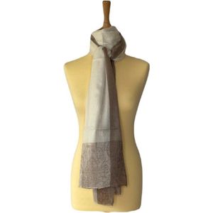 Kasjmier sjaal wit - sjaal met licht zichtbaar Paisley patronen - 100% kasjmier - Cashmere