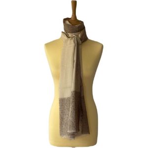 Kasjmier sjaal beige - sjaal met licht zichtbaar Paisley patronen - 100% kasjmier