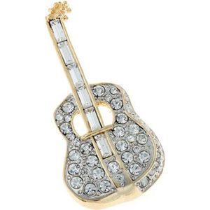 Broche - Akoestische Gitaar - Zirkonia Steentjes