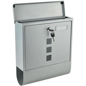 Brievenbus Wand Hangend - Maxozo Brify - Postbus Mailbox - Wandbrievenbus - Krantenrol - RVS - Zilver