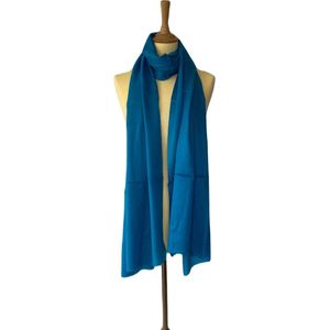 Kasjmier sjaal effen - blauwe sjaal geweven van puur kasjmier - geschikt voor alle seizoenen