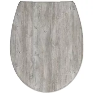 Five Wc-bril Van Grijs MDF-hout – 37x43 Cm, Stevig En Duurzaam, Geschikt Voor Standaard Toiletten