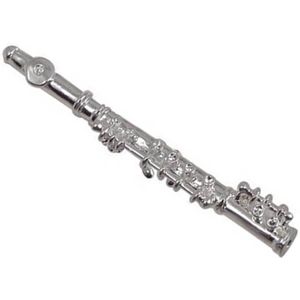 Broche - Dwarsfluit - Verzilverd - 4,5cm