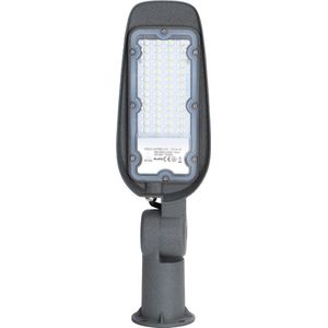 LED Straatlamp - Straatverlichting - Igia Animo - 30W - Helder/Koud Wit 6500K - Waterdicht IP65 - Mat Grijs - Aluminium