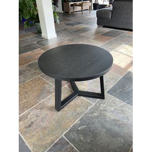 M2-Meubels - zwarte ronde salontafel met blad van 60cm en matzwart onderstel