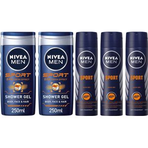 Nivea Men Sport - Mix - 3 Deo Spray & 2 Douchegel