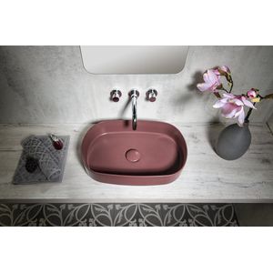Isvea Infinity Oval waskom 55x36cm mat bordeaux rood