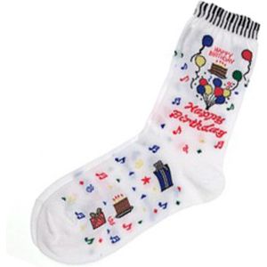 Happy Birthday - Gebroken Wit - Damessokken