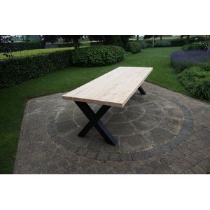 M2-Meubels - douglas tuintafel / eettafel 260cm met matzwart X-onderstel voor binnen en buiten