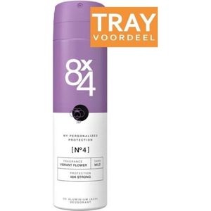 8x4 Deodorant Spray No 4 Vibrant Flower- Deodorant - 6 x 150 ml - Voordeelverpakking