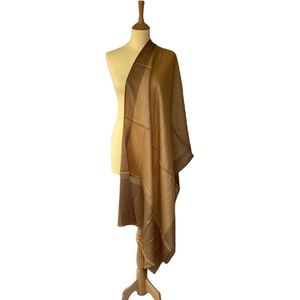 Kasjmier sjaal bruin - geweven van puur kasjmier - visgraat patroon - geschikt voor alle seizoenen
