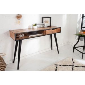 Industriële console tafel zoals bureau tafel  120cm Mangohout  met zwarte poten