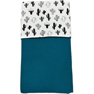 baby deken kinderwagen deken wieg deken petrol cactussen 60 x 90 cm