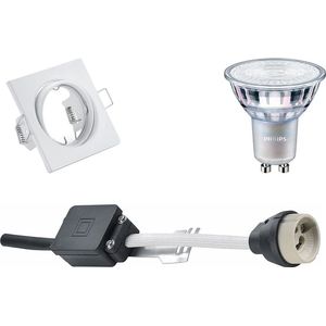 LED Spot Set - GU10 Fitting - Inbouw Vierkant - Mat Wit - Kantelbaar 80mm - Philips - MASTER 927 36D VLE - 3.7W - Warm Wit 2200K-2700K - DimTone Dimbaar