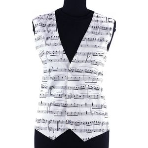 Zijden Vest - Wit - Muziekmotief