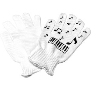 Handschoenen met pianotoetsen - Wit