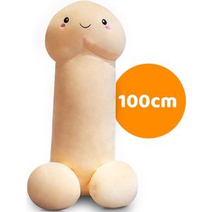 Super zachte XXL Penis knuffel - Piemel kussen - XL formaat (1 meter) - Crème Wit