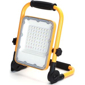 LED Bouwlamp op Accu met Statief - Igia Worky - 30 Watt - Helder/Koud Wit 6500K - Dimbaar - Waterdicht IP65 - USB Oplaadbaar - Kantelbaar