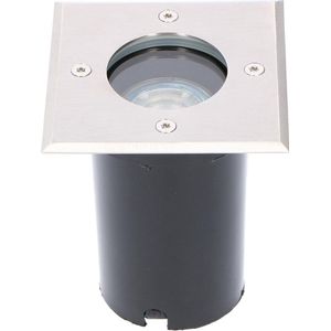 LED Grondspot - Shina Aton - Inbouw - Vierkant - GU10 Fitting - Waterdicht IP67 - RVS Geborsteld