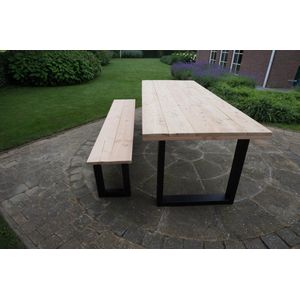 M2-Meubels - douglas tuintafel / eettafel 280cm met matzwart U5x10-onderstel voor binnen en buiten