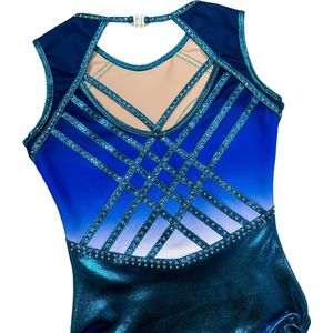 Sparkle&Dream Turnpakje Yuna Turquoise Blauw - Maat ALA XS/S - Gympakje voor Turnen, Acro, Trampoline en Gymnastiek