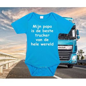 Rompertjes baby – mijn papa is de beste trucker van de wereld- baby kleding met tekst - kraamcadeau jongen meisje - maat 56