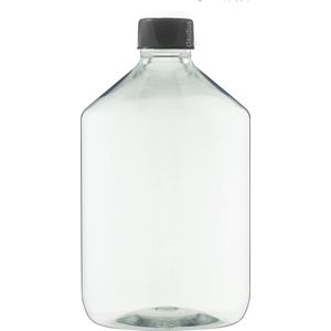 Lege plastic fles 500 ml PET apothekersfles transparant - met zwarte ribbeldop - set van 10 stuks - Navulbaar - leeg