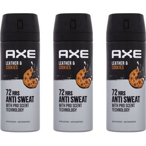 Axe Deodorant Dry - Collision Leather & Cookies - Voordeelverpakking  3 x 150 ml