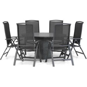 Lifestyle Garden Furniture Tirana/Graniet 140 cm rond dining tuinset 7-delig