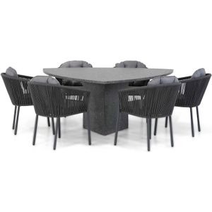 Santika Novita/Graniet 170 cm triangel dining tuinset 7-delig