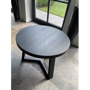 M2-Meubels - zwarte ronde salontafel met blad van 50cm en matzwart onderstel