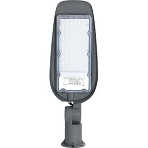 LED Straatlamp - Straatverlichting - Igia Animo - 100W - Helder/Koud Wit 6500K - Waterdicht IP65 - Mat Grijs - Aluminium