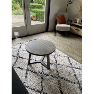 M2-Meubels - ronde salontafel met blad van 60cm kleur antraciet en industrieel onderstel