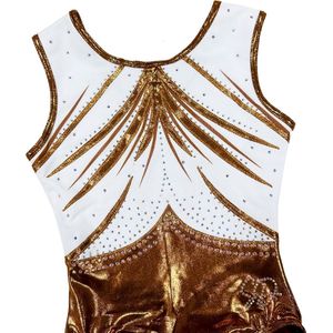 Sparkle&Dream Turnpakje Stella Copper Wit- Maat CME 122/128 - Gympakje voor Turnen, Acro, Trampoline en Gymnastiek