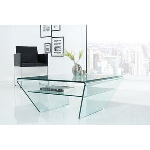 Moderne vierkant glazen transparant salontafel 70 cm