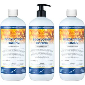 Bodylotion Honing 1 Liter - met gratis pomp - set van 3 stuks