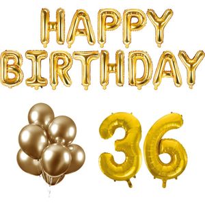 36 jaar Verjaardag Versiering Ballon Pakket Goud