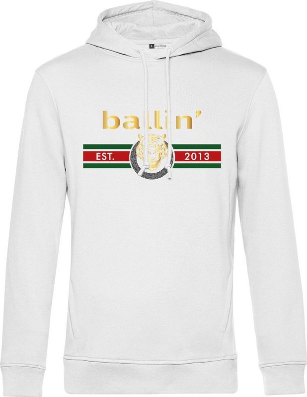 Heren Hoodies met Ballin Est. 2013 Tiger Lines Hoodie Print - Wit
