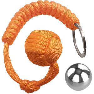 Monkey Fist - Apenvuist - Keesje - Zelfverdediging - Sleutelhanger - Paracord - Stalen Bal - Oranje