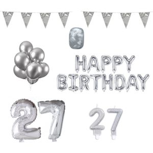 27 jaar Verjaardag Versiering Pakket Zilver