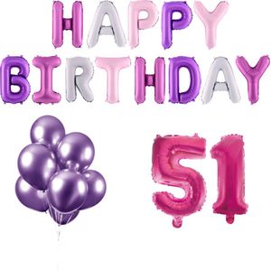 51 jaar Verjaardag Versiering Ballon Pakket Pastel & Roze