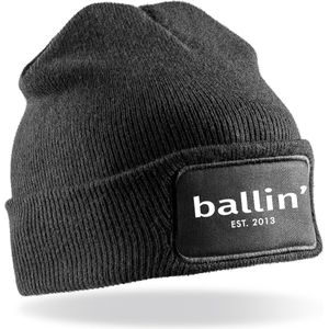 Unisex Muts met Ballin Est. 2013 Beanie Print - Zwart - Maat one size