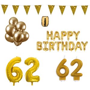 62 jaar Verjaardag Versiering Pakket Goud