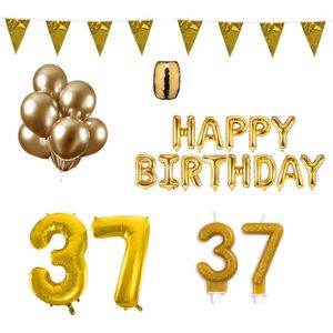 37 jaar Verjaardag Versiering Pakket Goud