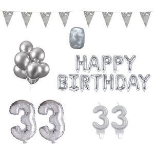 33 jaar Verjaardag Versiering Pakket Zilver
