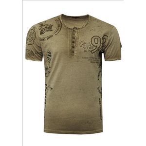 RustyNeal - Heren Tshirt - Shirt - Kakigroen - Ronde Hals
